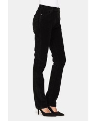 PANTALONE IN VELLUTO STRETCH MOD. 753. Vita alta gamba regolare.