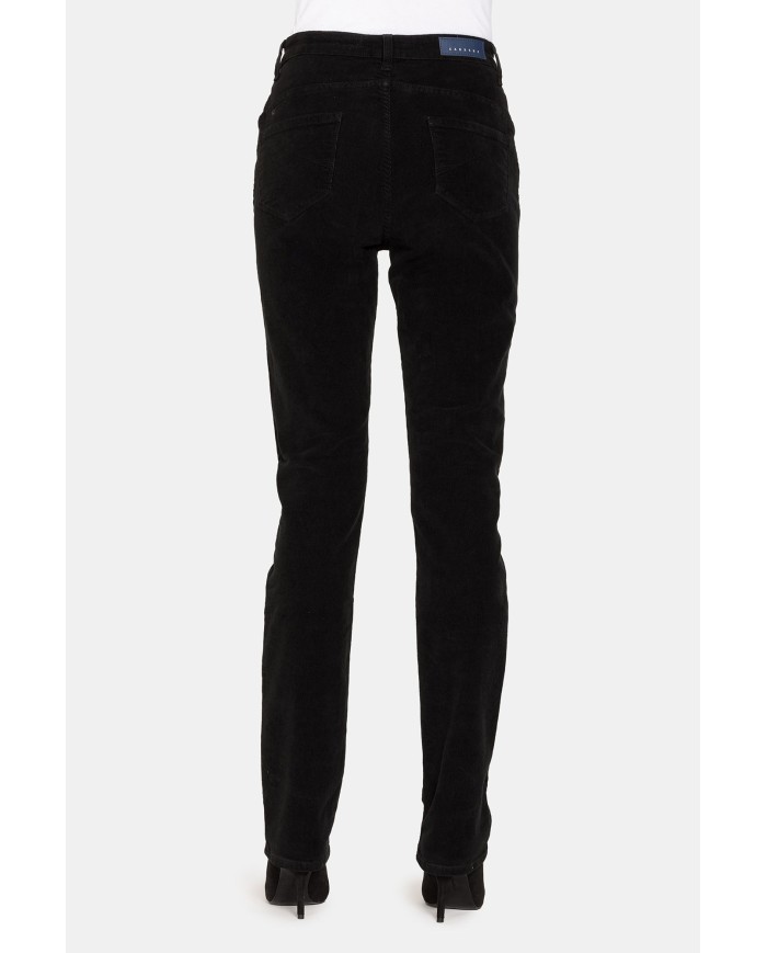 PANTALONE IN VELLUTO STRETCH MOD. 753. Vita alta gamba regolare.