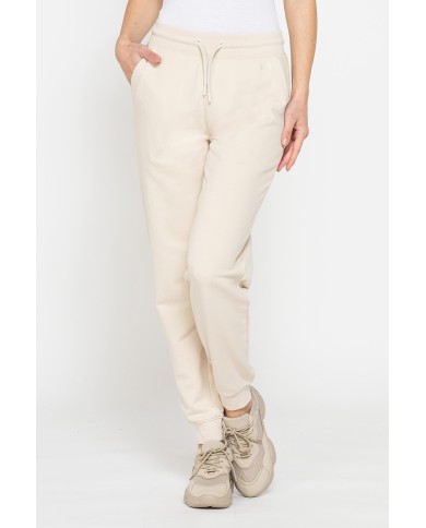 PANTALONE BASIC IN FELPA CON RIB SUL FONDO