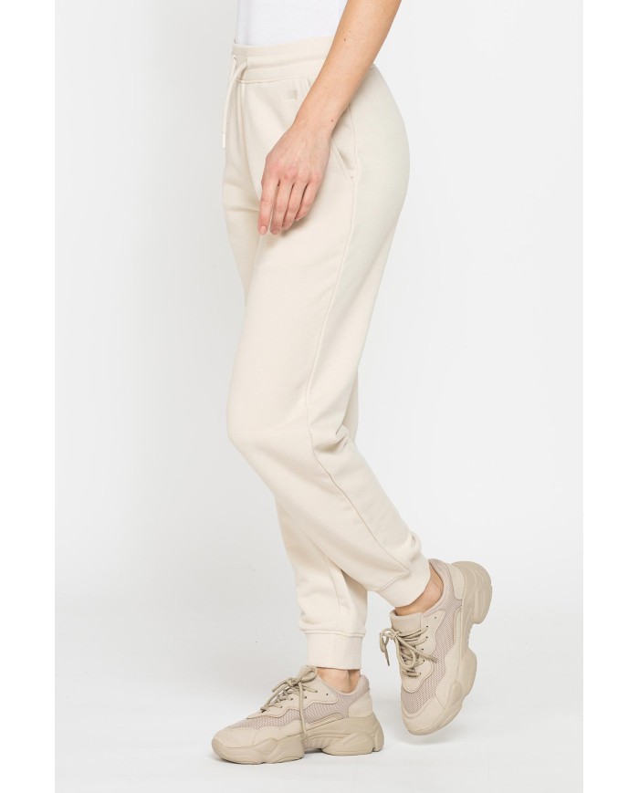 PANTALONE BASIC IN FELPA CON RIB SUL FONDO