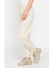 PANTALONE BASIC IN FELPA CON RIB SUL FONDO