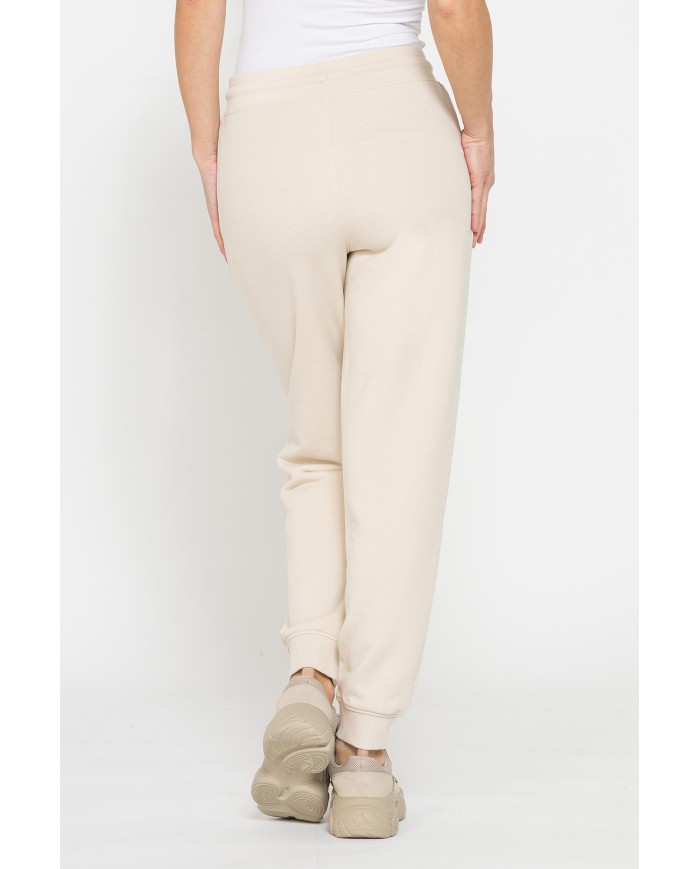 PANTALONE BASIC IN FELPA CON RIB SUL FONDO
