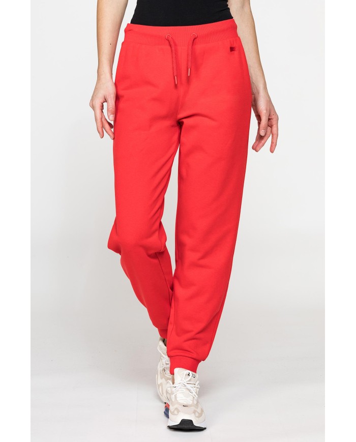 PANTALONE BASIC IN FELPA CON RIB SUL FONDO