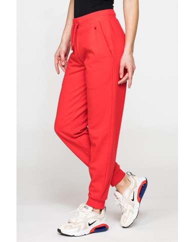 PANTALONE BASIC IN FELPA CON RIB SUL FONDO