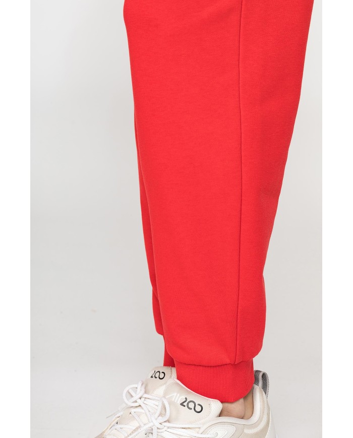 PANTALONE BASIC IN FELPA CON RIB SUL FONDO