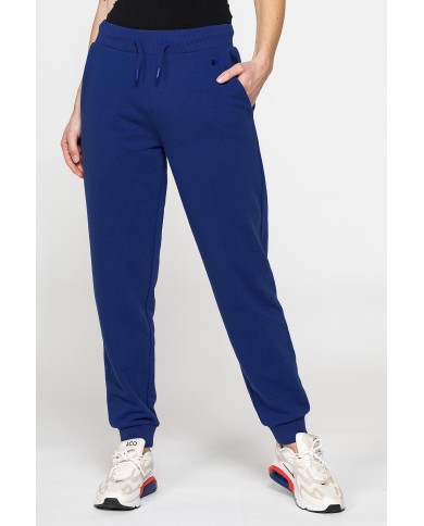 PANTALONE BASIC IN FELPA CON RIB SUL FONDO