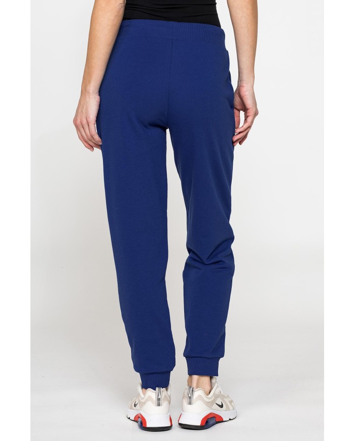 PANTALONE BASIC IN FELPA CON RIB SUL FONDO