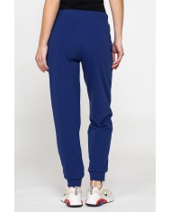 PANTALONE BASIC IN FELPA CON RIB SUL FONDO