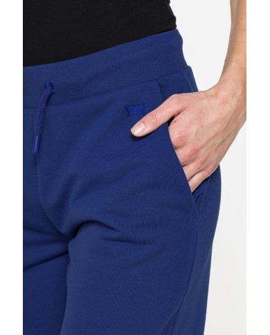 PANTALONE BASIC IN FELPA CON RIB SUL FONDO