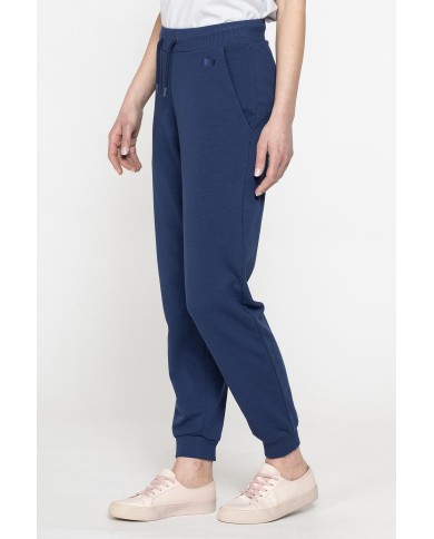 PANTALONE BASIC IN FELPA CON RIB SUL FONDO