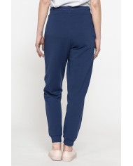 PANTALONE BASIC IN FELPA CON RIB SUL FONDO
