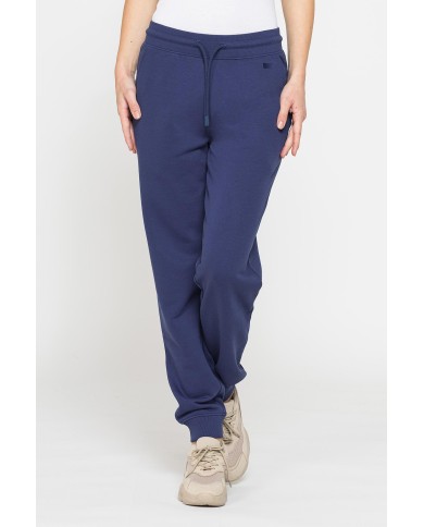 PANTALONE BASIC IN FELPA CON RIB SUL FONDO