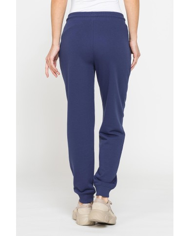 PANTALONE BASIC IN FELPA CON RIB SUL FONDO