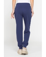 PANTALONE BASIC IN FELPA CON RIB SUL FONDO