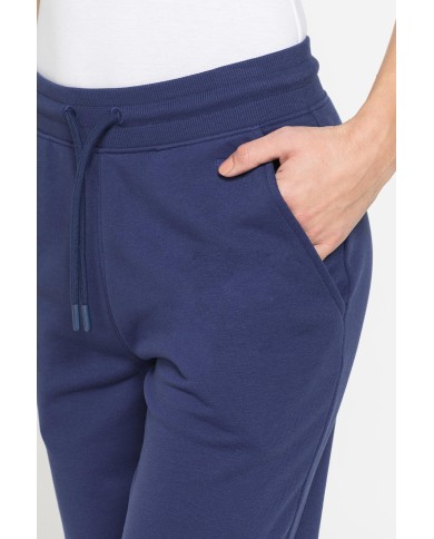 PANTALONE BASIC IN FELPA CON RIB SUL FONDO