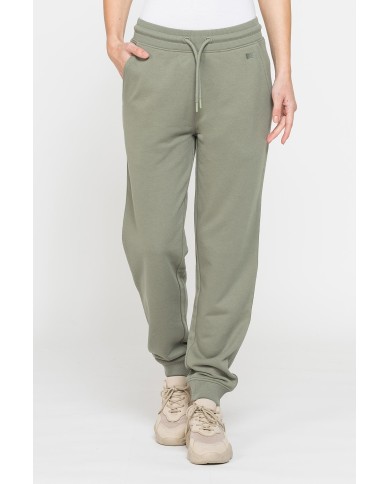 PANTALONE BASIC IN FELPA CON RIB SUL FONDO