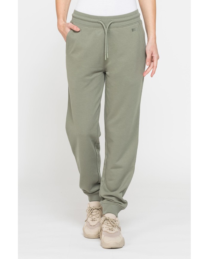 PANTALONE BASIC IN FELPA CON RIB SUL FONDO