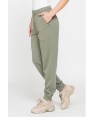 PANTALONE BASIC IN FELPA CON RIB SUL FONDO
