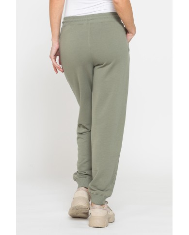 PANTALONE BASIC IN FELPA CON RIB SUL FONDO