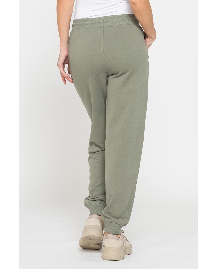 PANTALONE BASIC IN FELPA CON RIB SUL FONDO