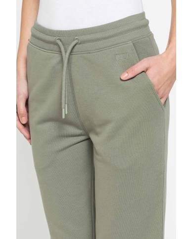 PANTALONE BASIC IN FELPA CON RIB SUL FONDO