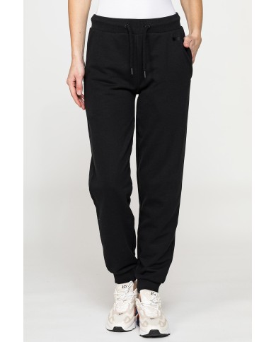 PANTALONE BASIC IN FELPA CON RIB SUL FONDO