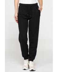 PANTALONE BASIC IN FELPA CON RIB SUL FONDO