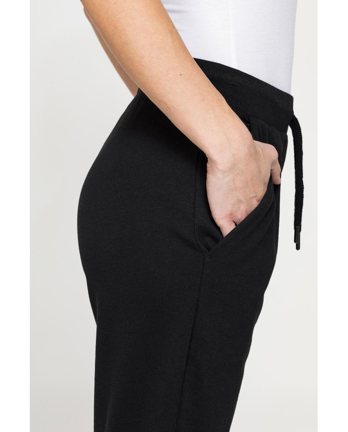 PANTALONE BASIC IN FELPA CON RIB SUL FONDO
