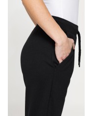PANTALONE BASIC IN FELPA CON RIB SUL FONDO