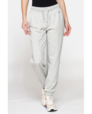 PANTALONE BASIC IN FELPA CON RIB SUL FONDO