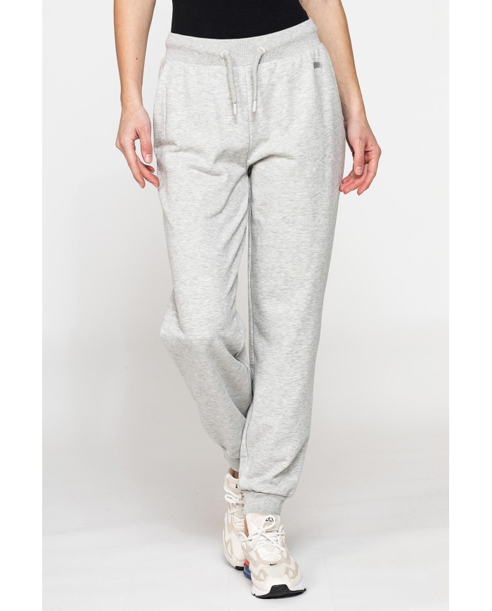 PANTALONE BASIC IN FELPA CON RIB SUL FONDO