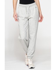 PANTALONE BASIC IN FELPA CON RIB SUL FONDO