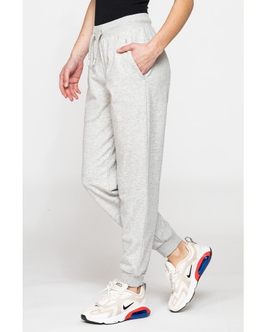 PANTALONE BASIC IN FELPA CON RIB SUL FONDO