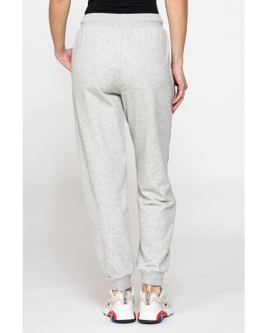 PANTALONE BASIC IN FELPA CON RIB SUL FONDO