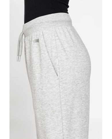 PANTALONE BASIC IN FELPA CON RIB SUL FONDO