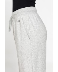 PANTALONE BASIC IN FELPA CON RIB SUL FONDO