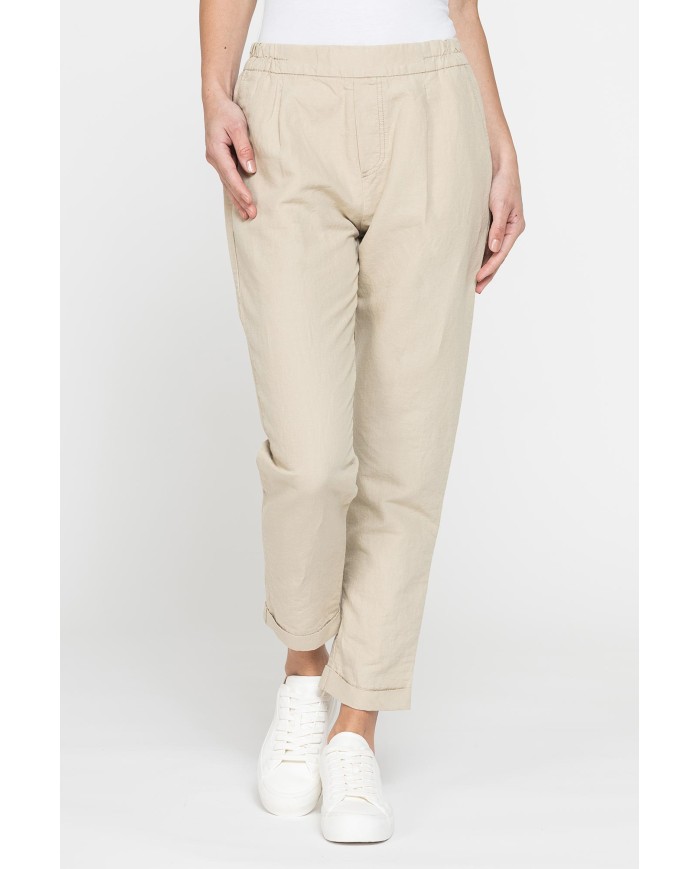 PANTALONE CROPPED IN MISTO LINO COMFORT FIT.