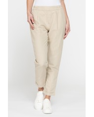 PANTALONE CROPPED IN MISTO LINO COMFORT FIT.