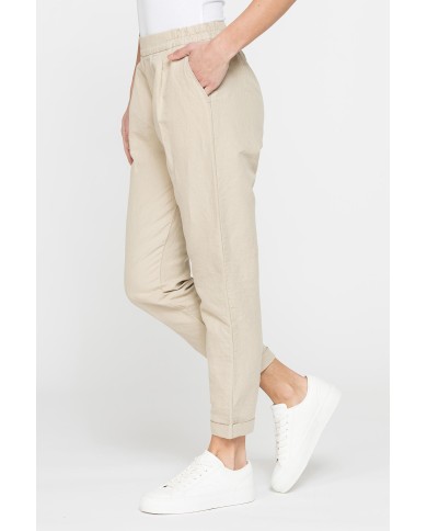 PANTALONE CROPPED IN MISTO LINO COMFORT FIT.