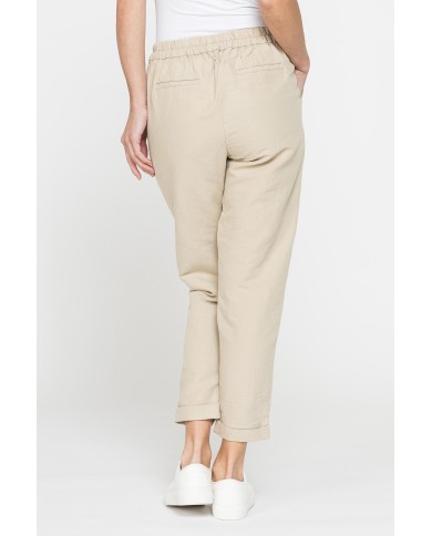 PANTALONE CROPPED IN MISTO LINO COMFORT FIT.