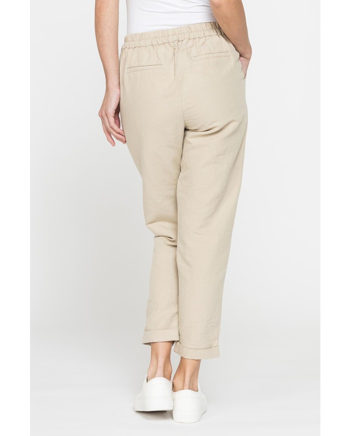 PANTALONE CROPPED IN MISTO LINO COMFORT FIT.