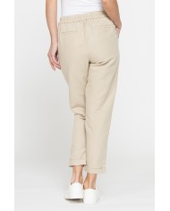 PANTALONE CROPPED IN MISTO LINO COMFORT FIT.