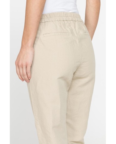 PANTALONE CROPPED IN MISTO LINO COMFORT FIT.