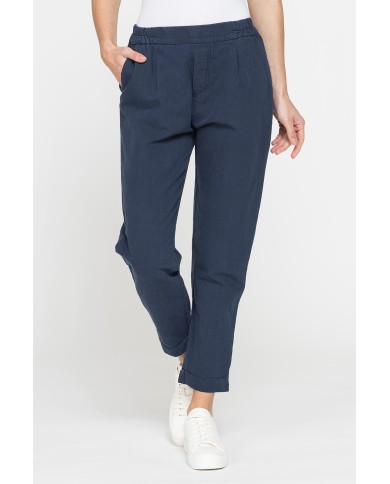 PANTALONE CROPPED IN MISTO LINO COMFORT FIT.