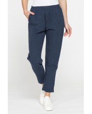 PANTALONE CROPPED IN MISTO LINO COMFORT FIT.