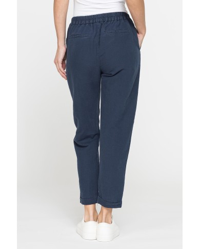 PANTALONE CROPPED IN MISTO LINO COMFORT FIT.