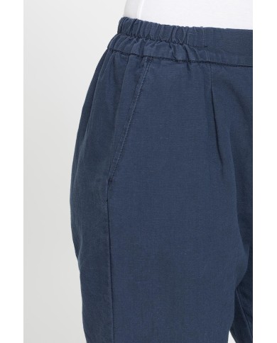PANTALONE CROPPED IN MISTO LINO COMFORT FIT.