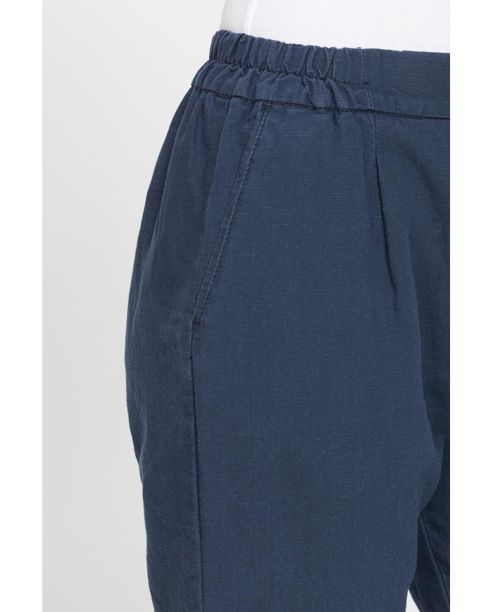 PANTALONE CROPPED IN MISTO LINO COMFORT FIT.