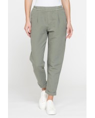 PANTALONE CROPPED IN MISTO LINO COMFORT FIT.