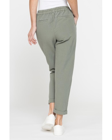 PANTALONE CROPPED IN MISTO LINO COMFORT FIT.